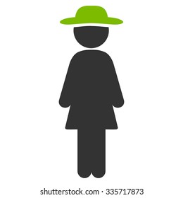 Standing Lady vector icon. Style is bicolor flat symbol, eco green and gray colors, rounded angles, white background.