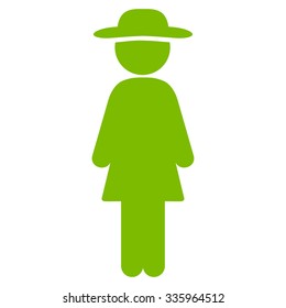 Standing Lady vector icon. Style is flat symbol, eco green color, rounded angles, white background.