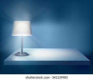 Standing lamp on the table. Vector illustration.