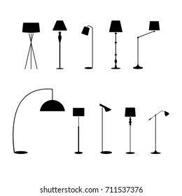 floor lamp images stock photos vectors shutterstock https www shutterstock com image vector standing lampshade icon set vector illustration 711537376