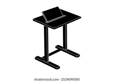 standing laptop desk silhouette vector on white background.