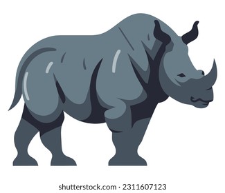 Standing of large horned cattle grazing isolated