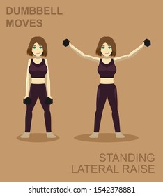 Standing Lateral Raise Dumbbell Moves Manga Gym Set Illustration