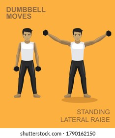 Standing Lateral Raise Dumbbell Moves Manga Man Gym Set Illustration