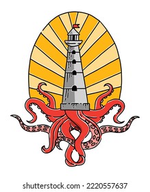 Standing Lighthouse with Tentacles Underneath