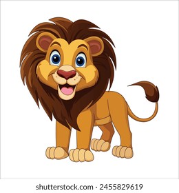 Standing lion isolated on a white background. Body side view. Vector stock
