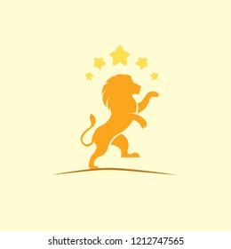 A standing lion with stars as its crown.