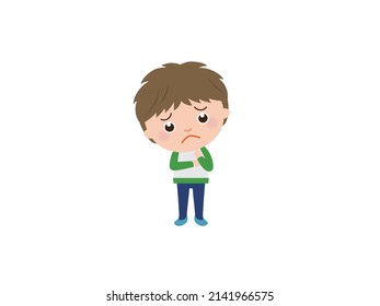 Standing little boy in trouble 