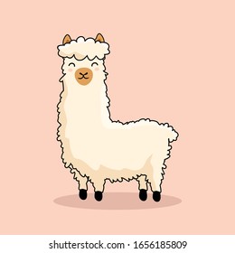 Standing Llama Cartoon Isolated Alpaca
