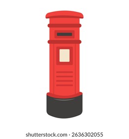 Standing mailbox. retro London red  Post Box. Vector illustration isolated on white background.