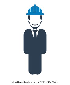 Standing Male  Engineer  Icon. Flat style vector EPS.