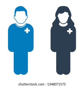 Standing Male and Female Patient Icon. Flat style vector EPS.