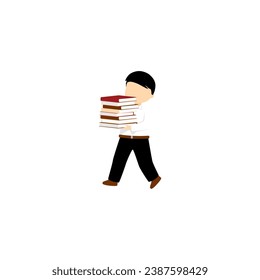 standing male pose lifting a lot of books