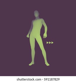 Standing Man. 3D Human Body Model. Design Element. Man Stands on his Feet. Vector Illustration.