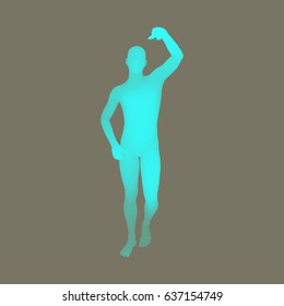 Standing Man. 3D Human Body Model. Design Element. Man Stands on his Feet. Vector Illustration.