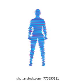 Standing man. 3d human body model. Design element. Man stands on his feet. Vector illustration.