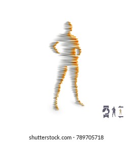 Ständiger Mann. 3D-Modell des menschlichen Körpers. Design-Element. Der Mensch steht auf den Füßen. Vektorgrafik.