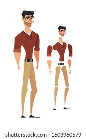 Standing Man Animation Ready Character Isolated Nerd Geek Tech Good Looking 