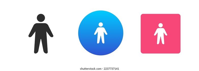 Standing man body user member gender personal avatar private information icon set vector flat illustration. Individual employee staff info cyberspace identification social network communication