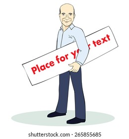 Standing man. Colorful illustration. Vector template with place for text. Image for advertising