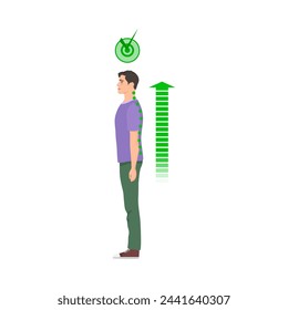 Stehender Mann mit korrekter Rückenlage. Wirbelsäule Gesundheit, guter Körper Pose Cartoon Vektor-Illustration