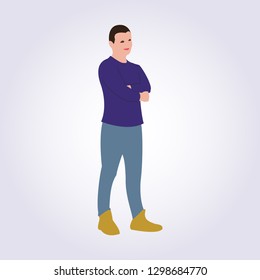 Standing man. Flat style vector character illustration isolated on white background