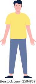 Standing man front view. Color male character