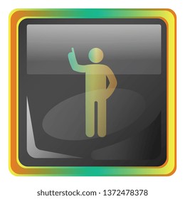 Standing man grey vector icon illustration with colorful details on white background