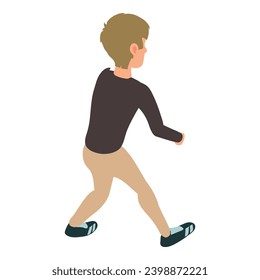 Standing man icon isometric vector. Young man in casual clothes, view from behind. Guy, human, person, character