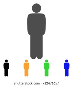 Standing Man icon. Vector illustration style is a flat iconic standing man symbol with black, grey, green, blue, yellow color versions. Designed for web and software interfaces.