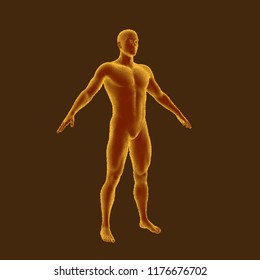 Standing man. Isolated on brown background. Vector illustration. Pointillism style.