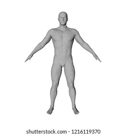 Standing man. Isolated on white background. Vector illustration. Pointillism style.