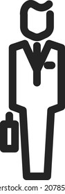 Standing man line icon. Businessman with briefcase symbol