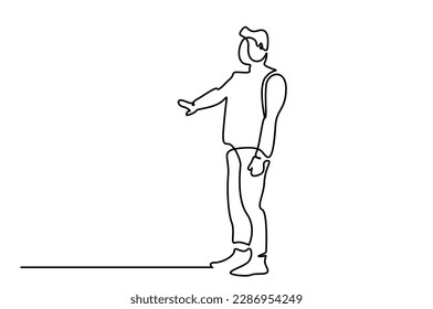 standing man making stop sign full length line art