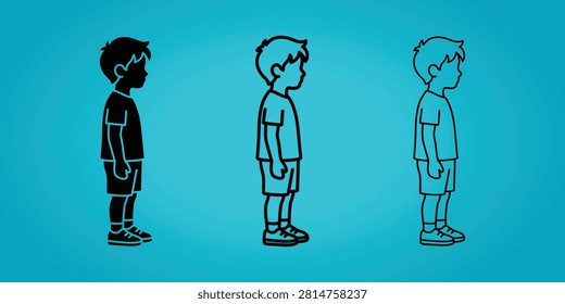 Standing man side profile icons set freepik frame with standing, character