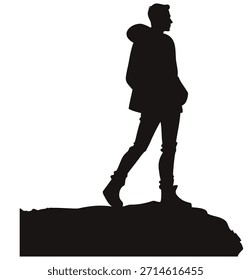 Ilustración vectorial de ilustración de silueta de hombre de pie 