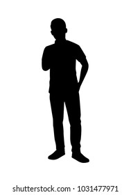 Standing man silhouette vector