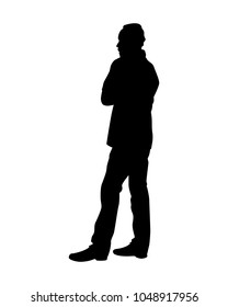 Standing Man Silhouette Vector Stock Vector (Royalty Free) 1048917956 ...