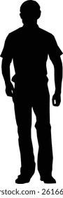 Standing Man Silhouette Vector - Minimalist Human Figure Graphic