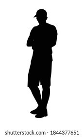 Standing man silhouette vector on white