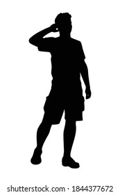Standing man silhouette vector on white