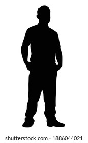 Stehender Mann, Silhouette, Vektorgrafik auf Weiß