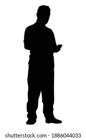 Standing man silhouette vector on white