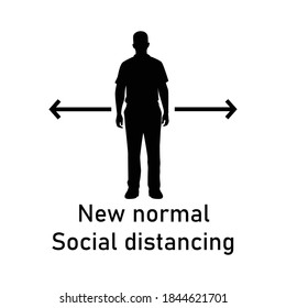 Standing man in social distancing vector