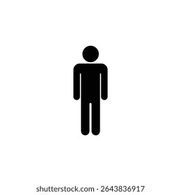 Standing man solid vector symbol. eps10 illustration of Man sign. Black silhouette of a standing man displayed on a white background, public place signage. public signage and user interface design.