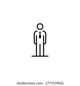 Standing Man with Wearing Tie Line icon flat design element of UI and UX, Standing Man with Wearing Tie line art icon vector design, Modern vector logo pictogram concept