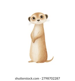 A standing meerkat with cute expression