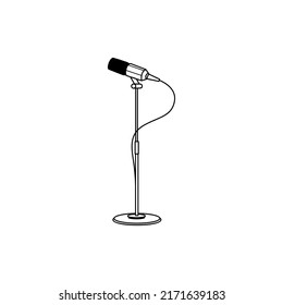 Standing microphone vector lineart illustration