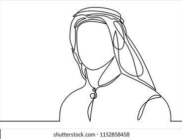 standing middle east arab man in keffiyeh - single line drawing 