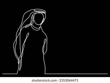 standing middle east arab man in keffiyeh - single line drawing - single line drawing